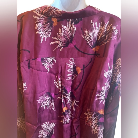 Anthropologie Oversized Button Front Pajama Shirt Mulberry Womens Size XL - Picture 7 of 15